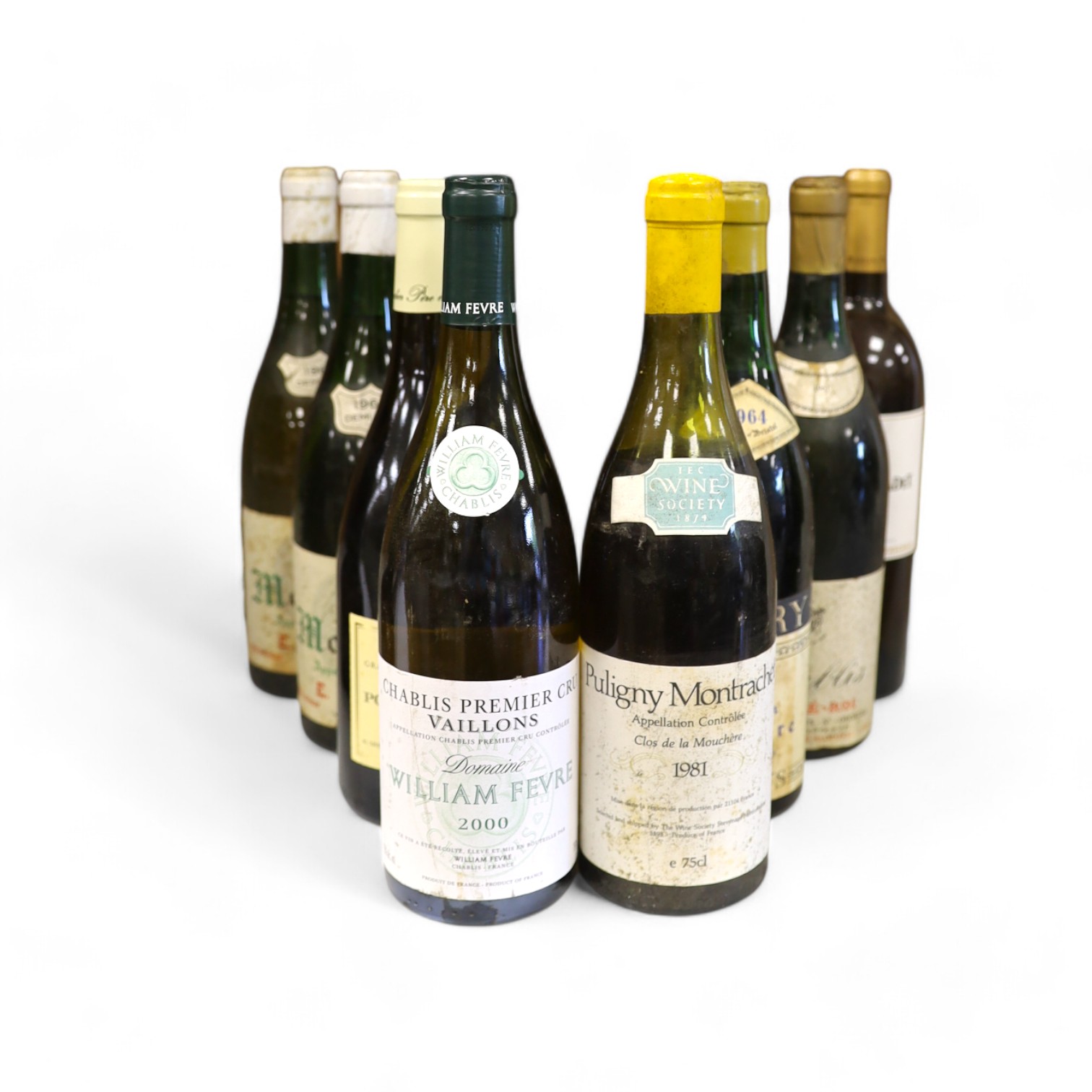 Six bottles of mixed wine to include Bordeaux, Sancerre, Chablis, Puissé, dates vary 1961-2003